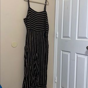 Forever 21 Plus Stripped Wide Leg Jumpsuit